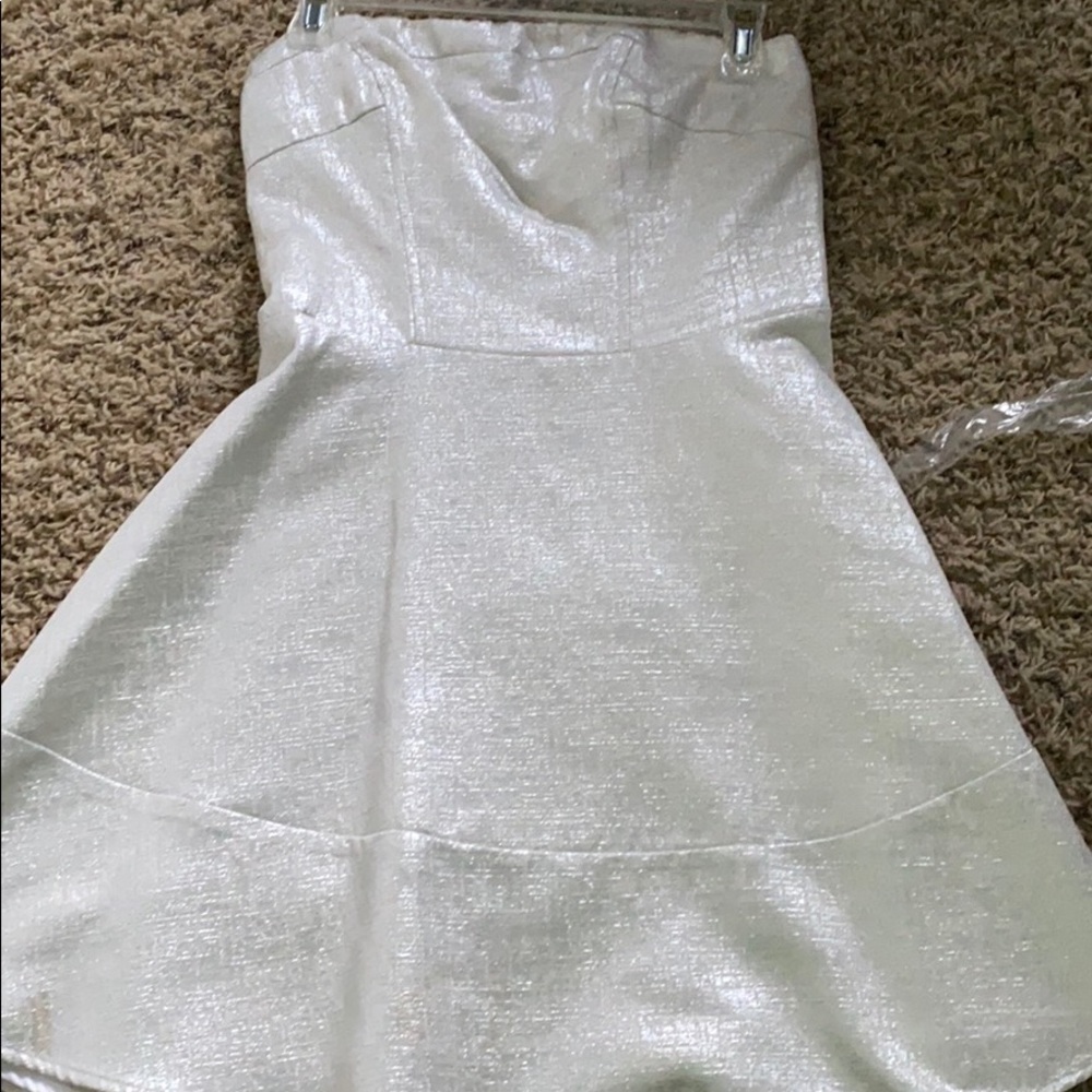 Silver strapless dress